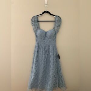 Lulu's Sky Blue Lace Midi Dress